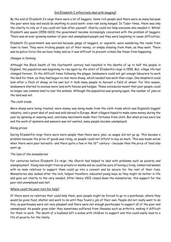 Elizabeth I poverty