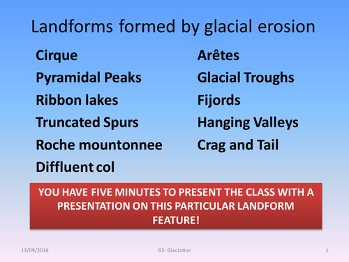 Landforms formed by glacial erosion
