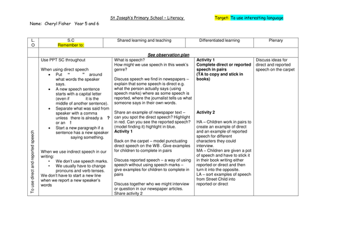 year 5/6 journalistic writing planning