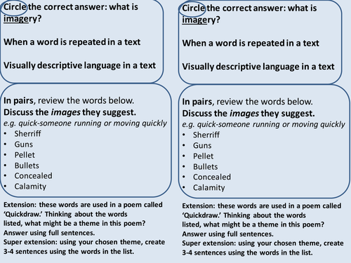 Unseen Poetry Lesson: Imagery in Quickdraw by Carol Ann Duffy