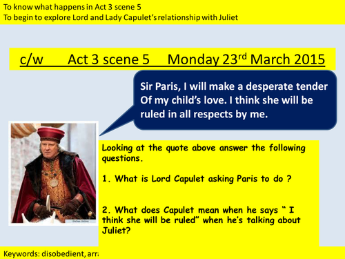 ROMEO and JULIET- Character- LORD CAPULET