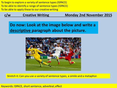 CREATIVE WRITING- Teaching ISPACE- varying sentences