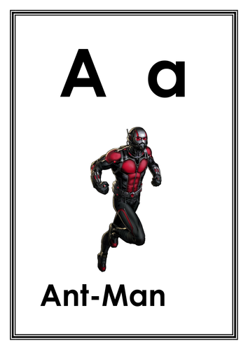 Alphabet Display with comic book characters