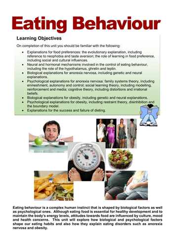 Option 2 Eating Behaviour Week 15 Workbook - Explanations for Food Preferences