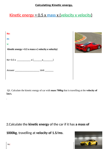 GCSE 9-1 GPE and kinetic energy calculations