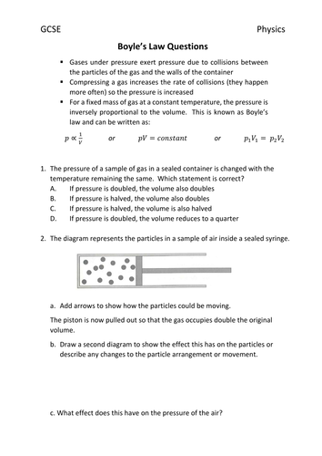 Boyle's law questions for GCSE by justinclements 