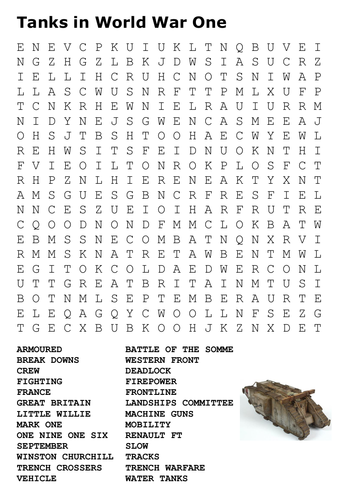 the-tank-in-world-war-one-word-search-teaching-resources