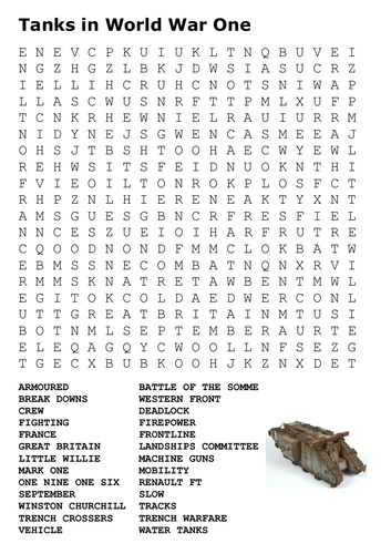 The Tank in World War One Word Search
