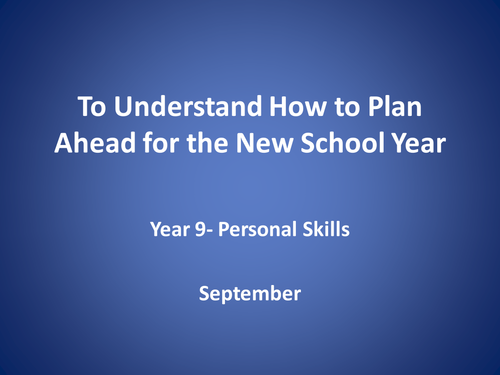 Personal Skills Booklet and Lesson for Year 9 Students