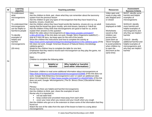 Helpful and Harmrful Microorganisms KS2 Lesson Plan and Worksheet