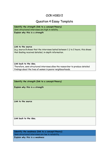 H180 OCR Sociology Component 2 Question 4 Essay Plan