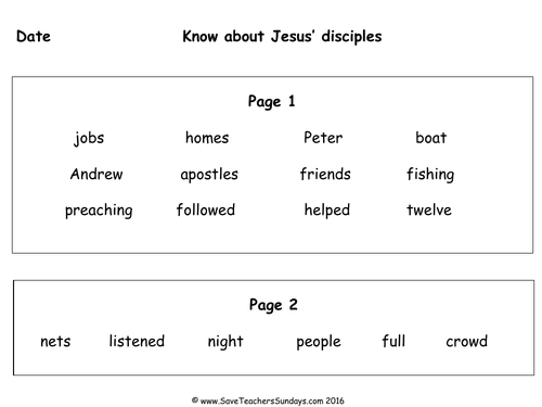 The Disciples KS1 Lesson Plan and Worksheet