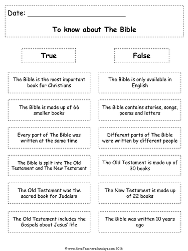 The Bible KS1 Lesson Plan and Worksheet