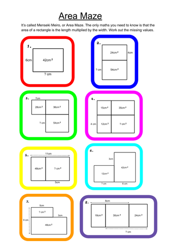 Examples of  Menseki Meiro, or Area Maze problems.