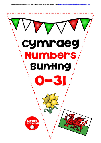 WELSH NUMBERS 0-31 - BUNTING / BANNERS