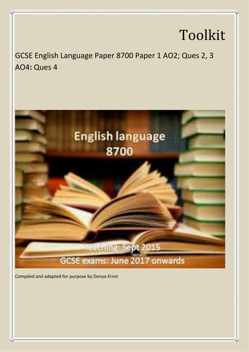 2 Complete Toolkits for NEW GCSE English Language AQA paper 8700  Paper 1 reading and writing