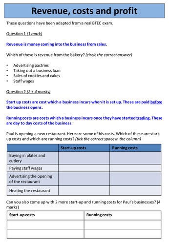 BTEC Business - Level 2 Finance Revision Booklet