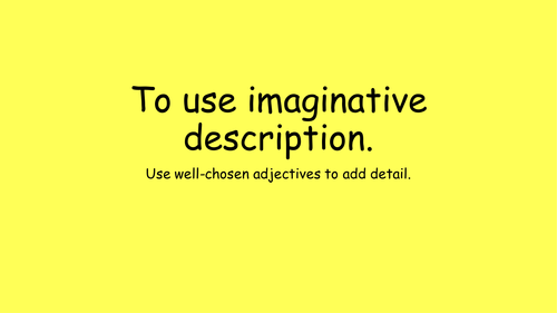 Year one imaginative descriptions and settings