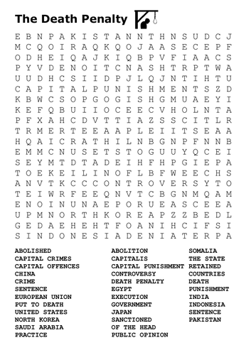 Capital Punishment Word Search