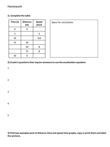 Speed / velocity - Time graphs