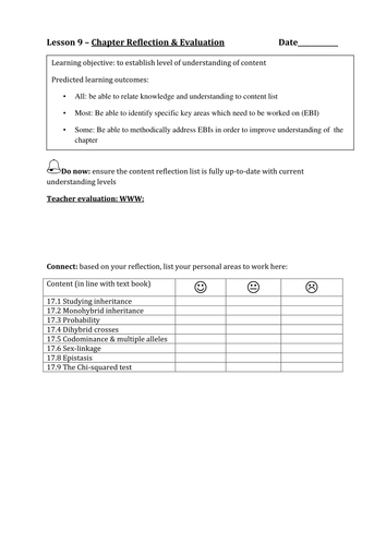 AQA New Specification A-Level Year 2 Chapter 3.1.7 Inherited Change Lesson 9 – Pupil Reflection and