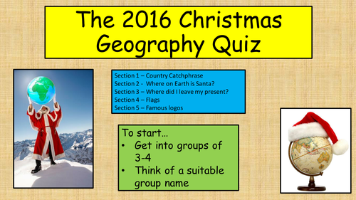 2016 Geography Christmas Quiz - Questions and answers