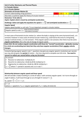 Angular Speed (AQA A-Level Physics 2015 Unit 6)
