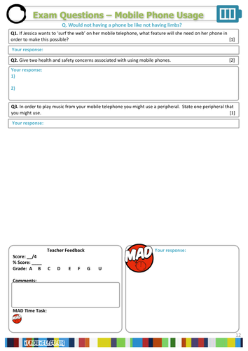 Fillable Homework - Mobile Phone Usage 3