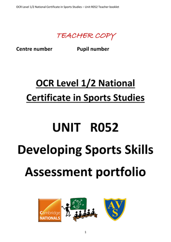 OCR Level 1/2 National Certificate in Sports Studies R052 Teacher booklet
