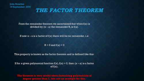 The Factor Theorem Teaching Resources 1492