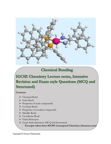 IGCSE Chemistry Chemical Bonding Chapter Notes and Exam Style Questions