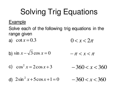 Solving Trig equations continued.