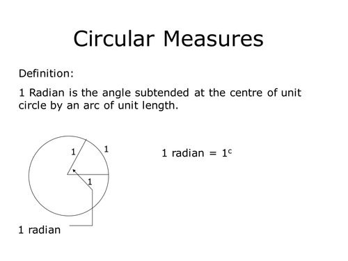 Circular Measures: Radians, Arc length and area of a sector