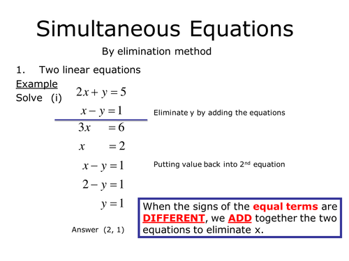 simultaneous equations problem solving tes