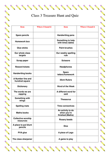 New classroom treasure hunt