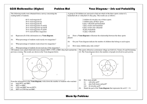 GCSE (9-1) Venn diagrams