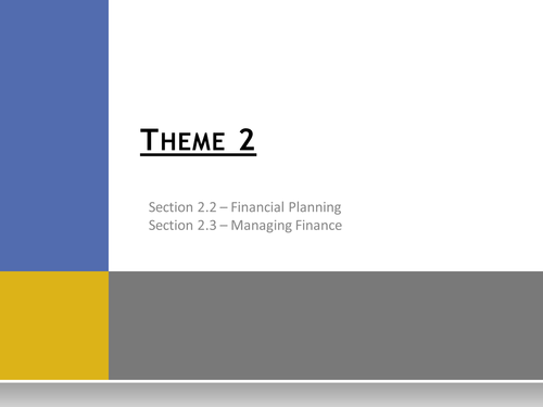 Theme 2: Managing Business Activities - 2.2 Financial Planning