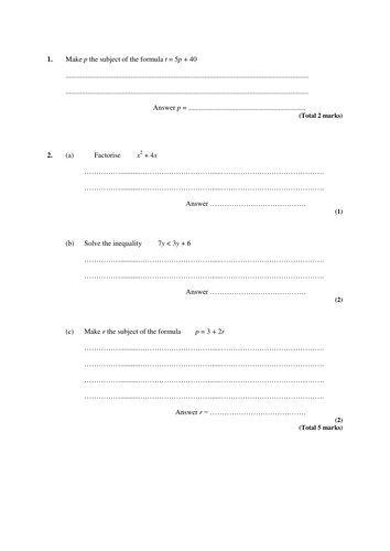 GCSE Higher Maths Revision - Rearranging Formulae.