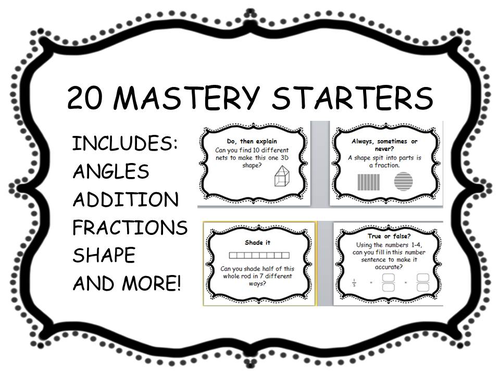 20 maths mastery starters