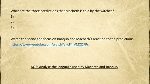 Macbeth Lesson six: Act 1 Scene 3 Banquo and Macbeth's predictions