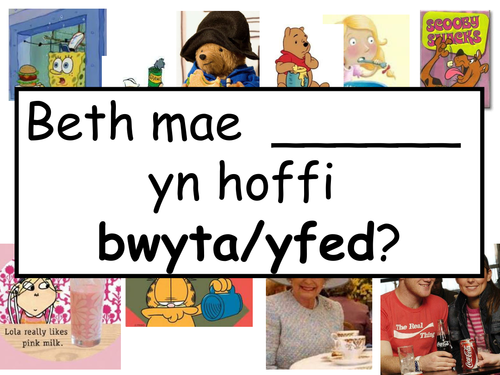 Beth mae __________ yn hoffi bwyta/yfed? - What does _________ like to eat/drink?