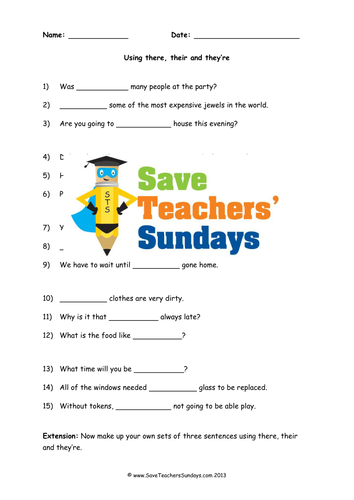 Using Their, There and They're Lesson Plan and Worksheet
