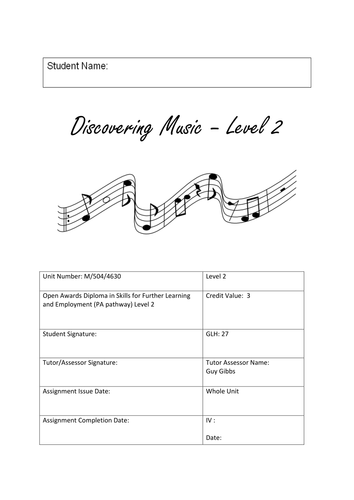 Open Awards - Level 2 - Discovering Music - Unit M5044630