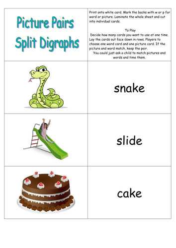 Split Digraph Flash Cards Game