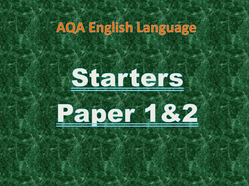 New AQA Paper 1 and 2 English Lesson Starters