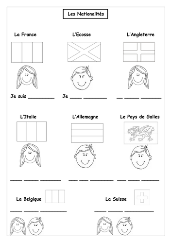 French - Countries and Nationalities Worksheet by Roisin89 - Teaching ...