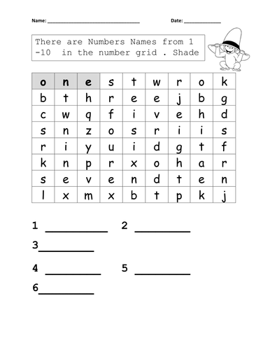 Number Names 1-10