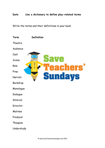 Definitions Lesson Plan and Worksheets