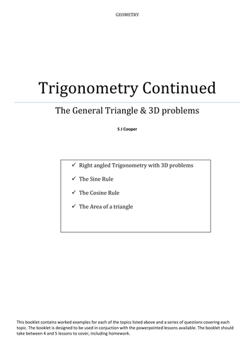 Further Trigonometry Problems question booklet
