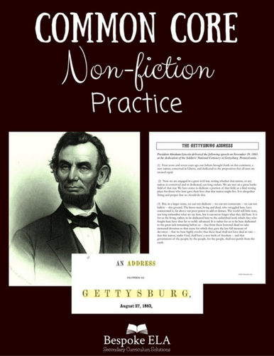 Lincoln's Gettysburg Address COMMON CORE Non-fiction Practice